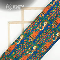 Blue Madhuvanii Digital Print Premium Velvet Fabric