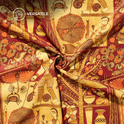 Maroon Madhuvanii Digital Print Premium Velvet Fabric