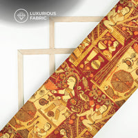 Maroon Madhuvanii Digital Print Premium Velvet Fabric