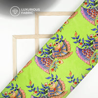 Pear Green Madhuvanii Digital Print Premium Velvet Fabric