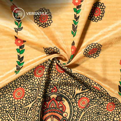 Copper Beige Madhuvanii Digital Print Premium Velvet Fabric