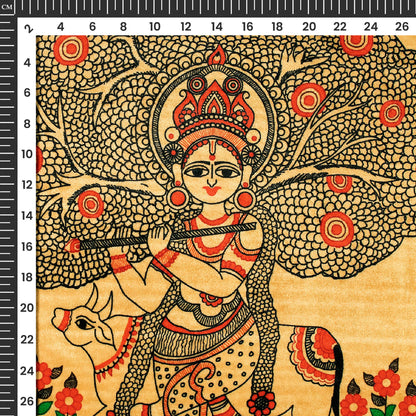 Copper Beige Madhuvanii Digital Print Premium Velvet Fabric