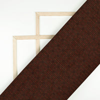 Brown And Brick Red Geometric Digital Print Chiffon Sparkle Fabric