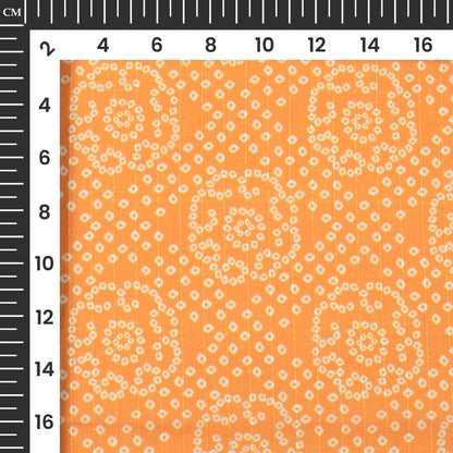 Apricot Orange Bandhanii Digital Print Chiffon Sparkle Fabric