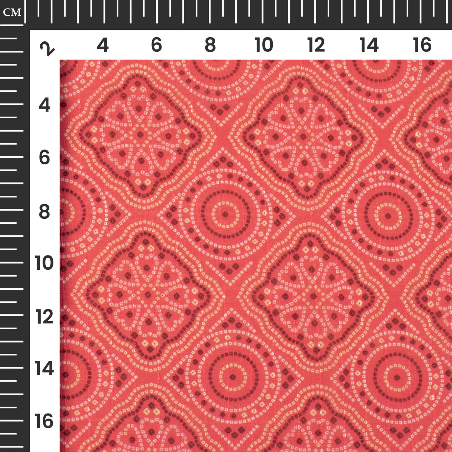 Crimson Red Bandhani Digital Print Chiffon Sparkle Fabric