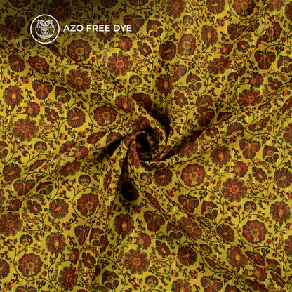 Lime Green And Red Digital Print Chiffon Sparkle Fabric