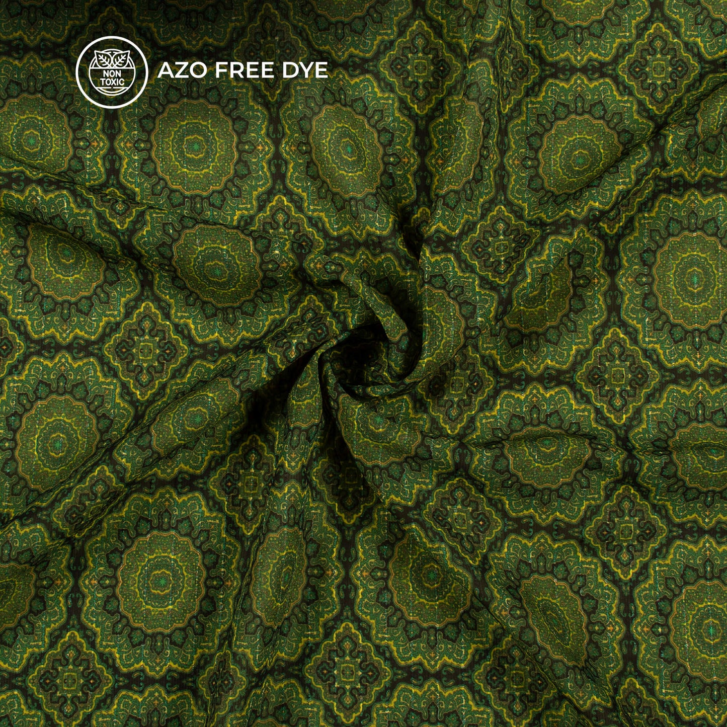 Forest Green Geometric Digital Print Chiffon Sparkle Fabric
