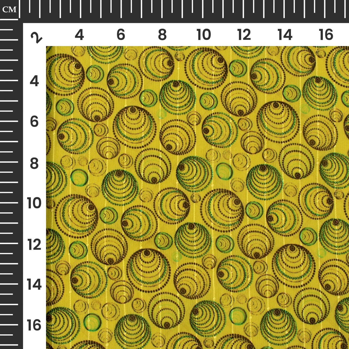 Lime Green Abstract Digital Print Chiffon Sparkle Fabric