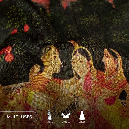 Traditional Art Madhuvanii Printed Art Tusser Silk Fabric