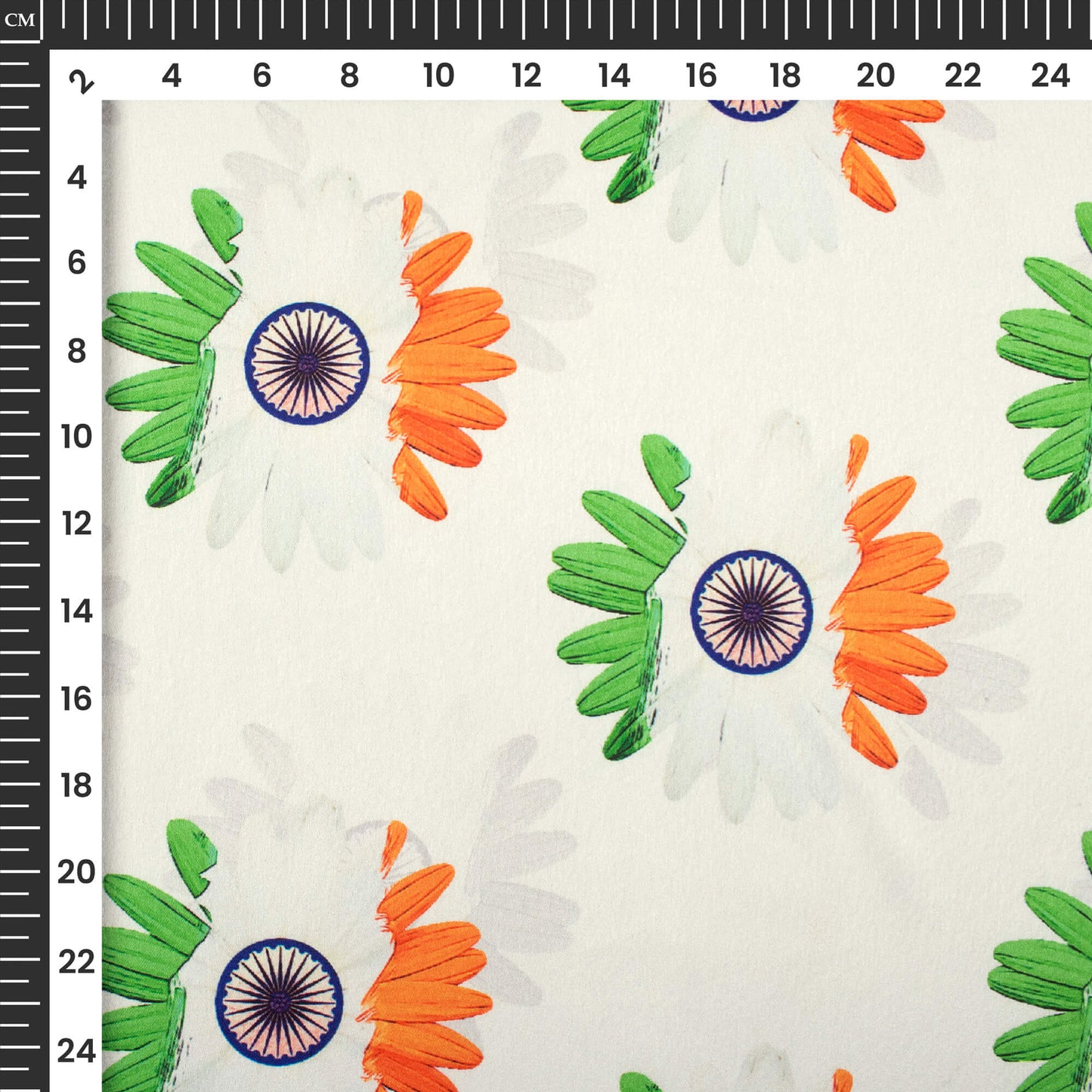 Tri-Color Flower Printed Japan Satin Fabric