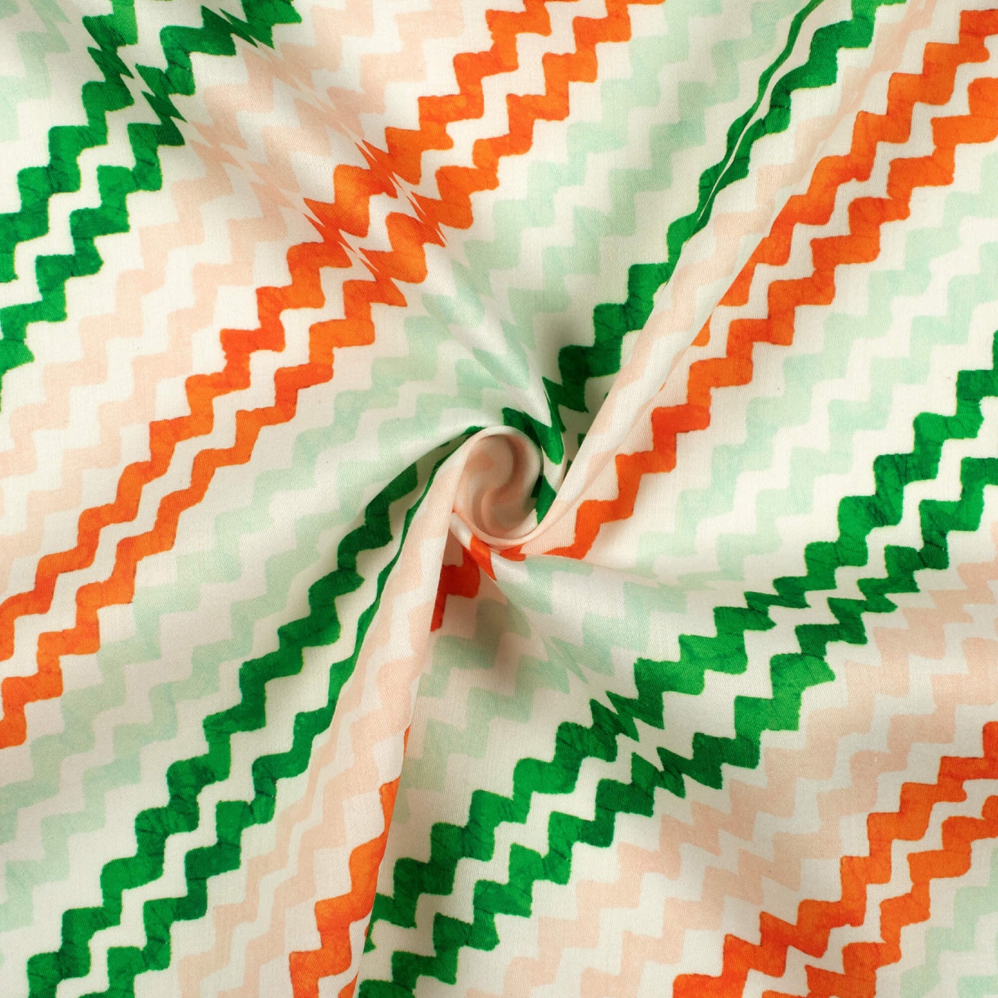 Tri-Color Leheriya Printed Poly Glazed Cotton Fabric