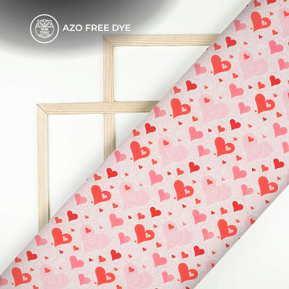 Seamless Quirky Heart Printed Crepe Silk Fabric