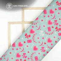 Sky Blue Quirky Printed Crepe Silk Fabric
