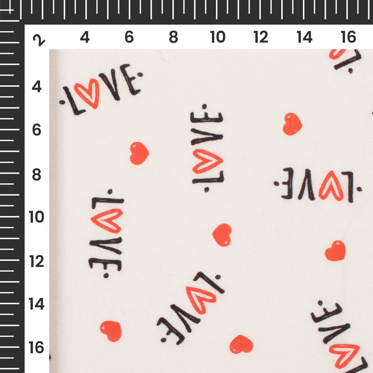Tiny Red Heart Quirky Printed Crepe Silk Fabric
