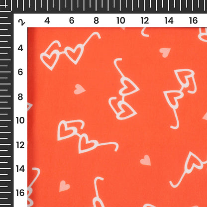 Red Quirky Printed Georgette Fabric