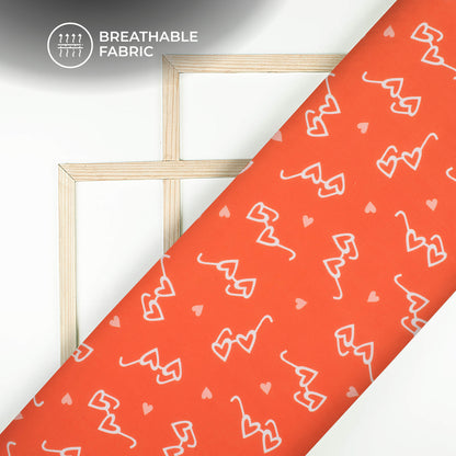 Red Quirky Printed Georgette Fabric