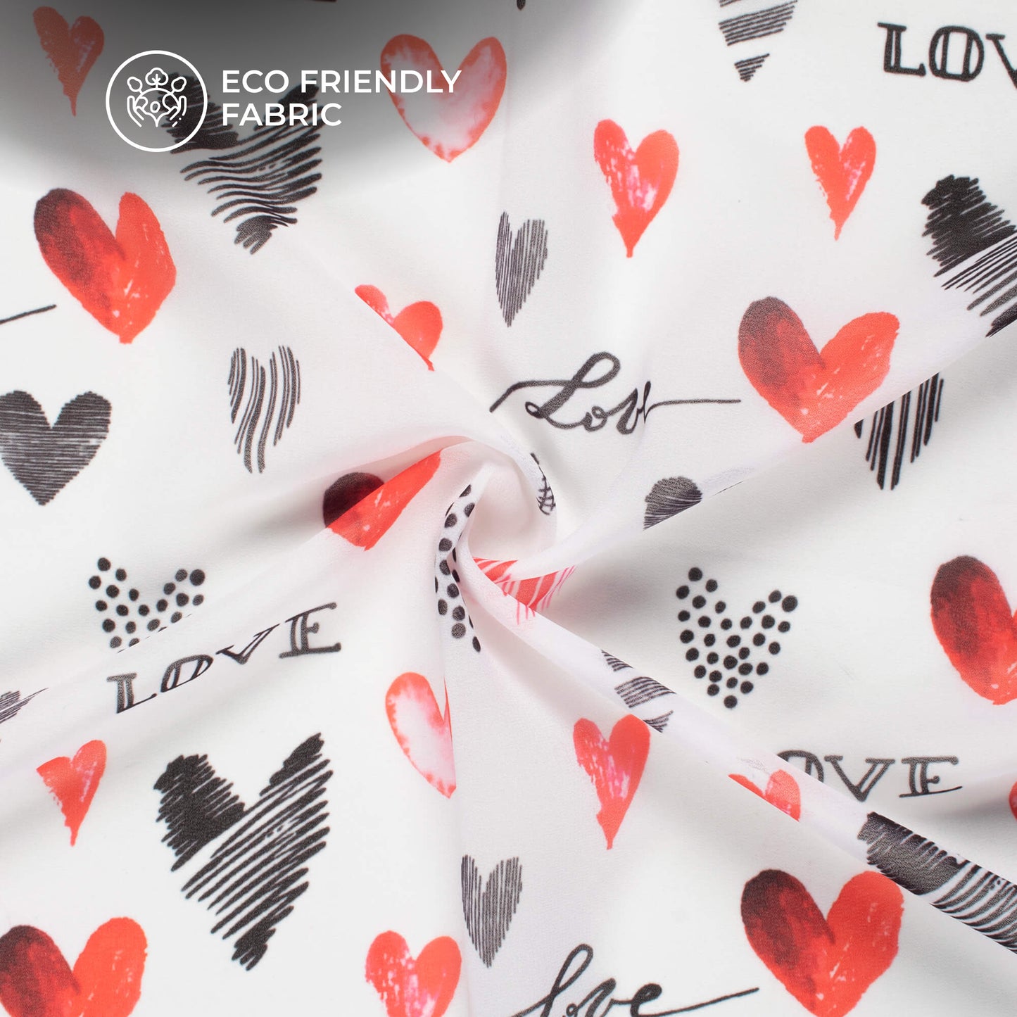 Valentine's Quirky Printed Georgette Fabric