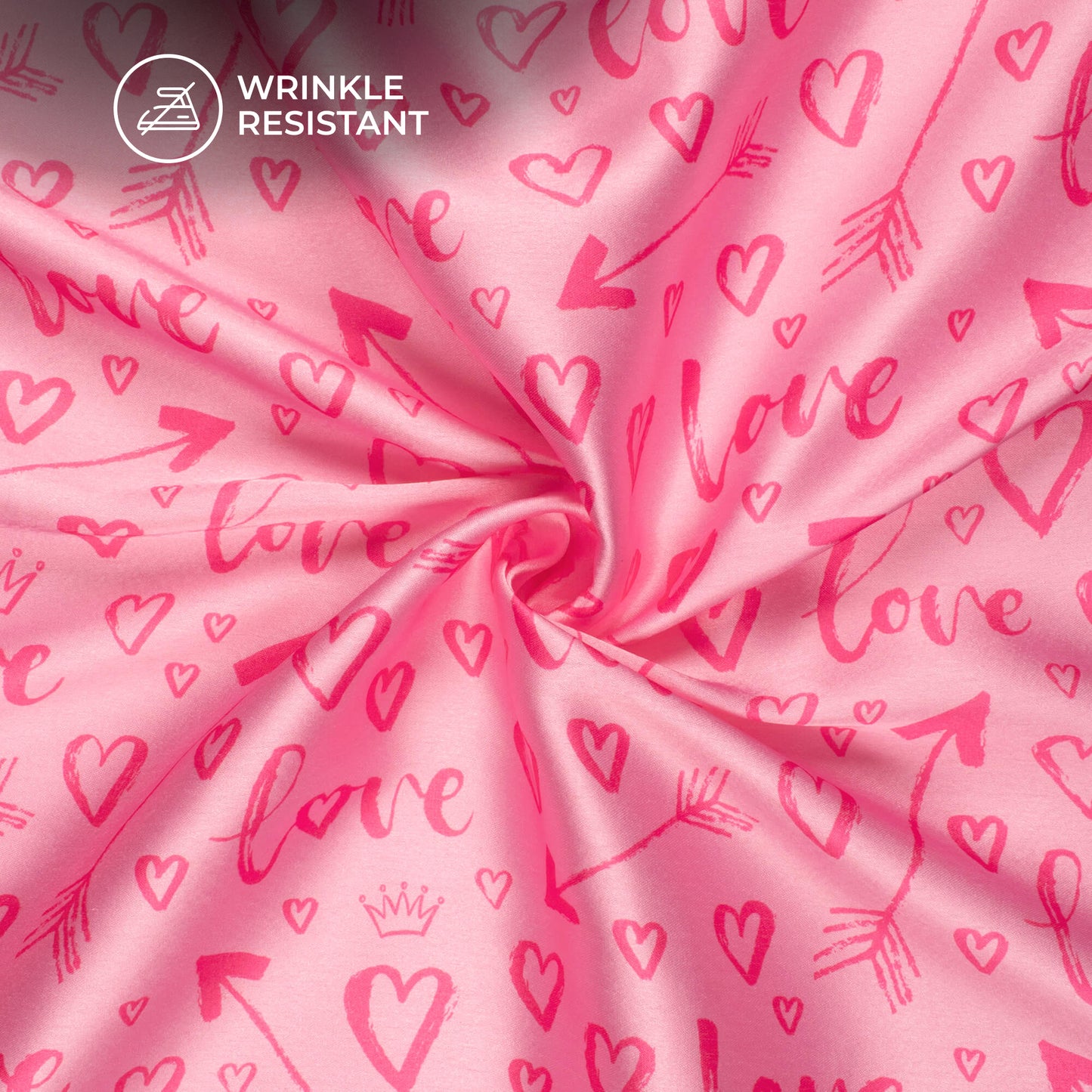 Seamless Valentine's Quirky Printed Japan Satin Fabric