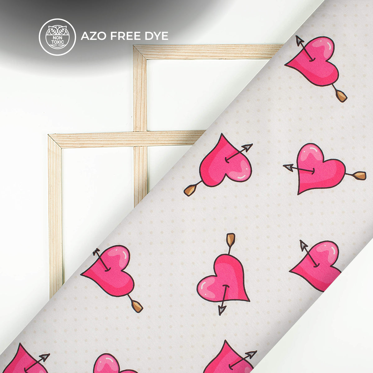 Trendy Valentine's Quirky Printed Japan Satin Fabric