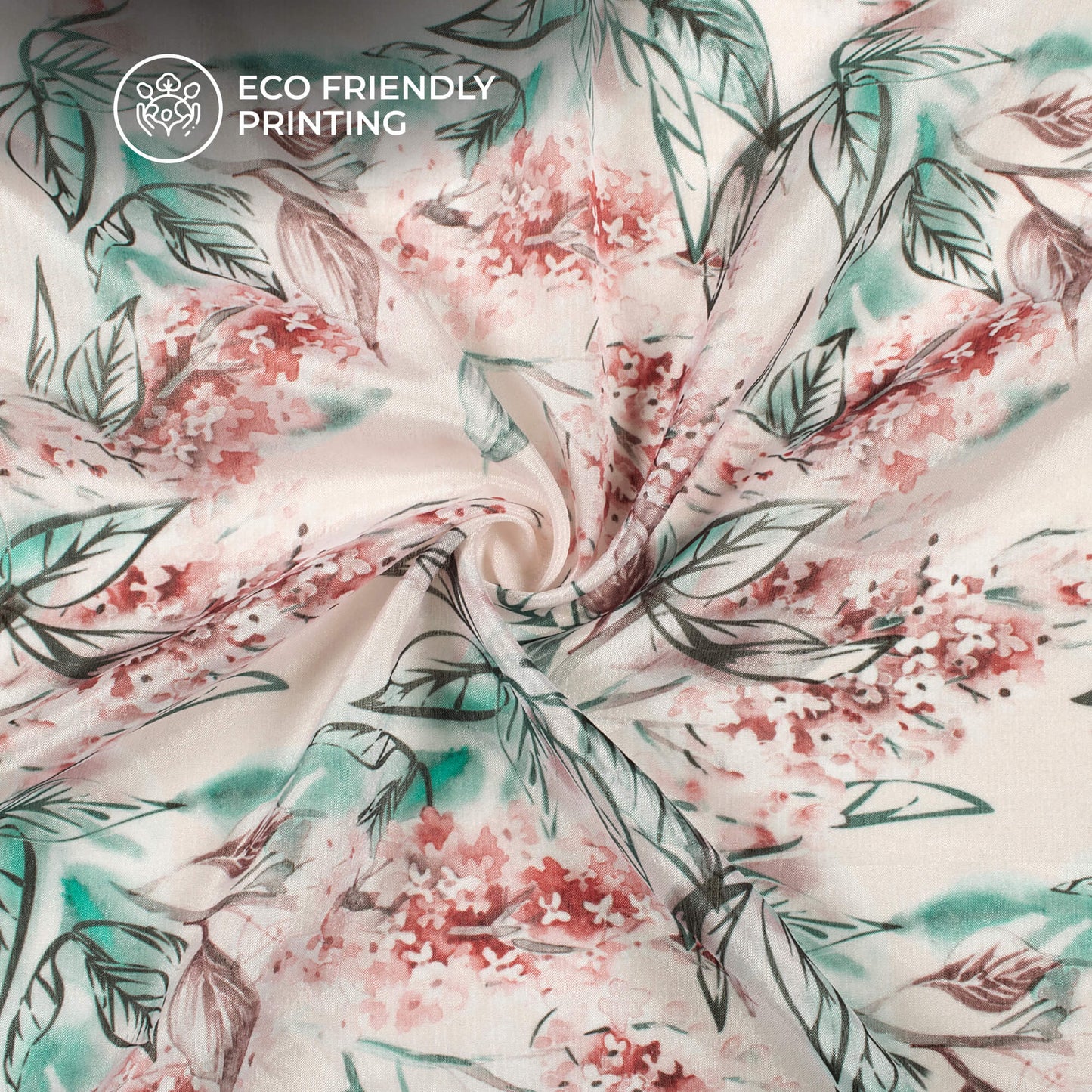 Stylish Leaf Digital Print Poly Chinnon Chiffon Fabric