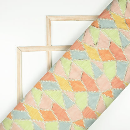 Exclusive Abstract Position Print On Sequins Embroidery Chinnon Chiffon Fabric