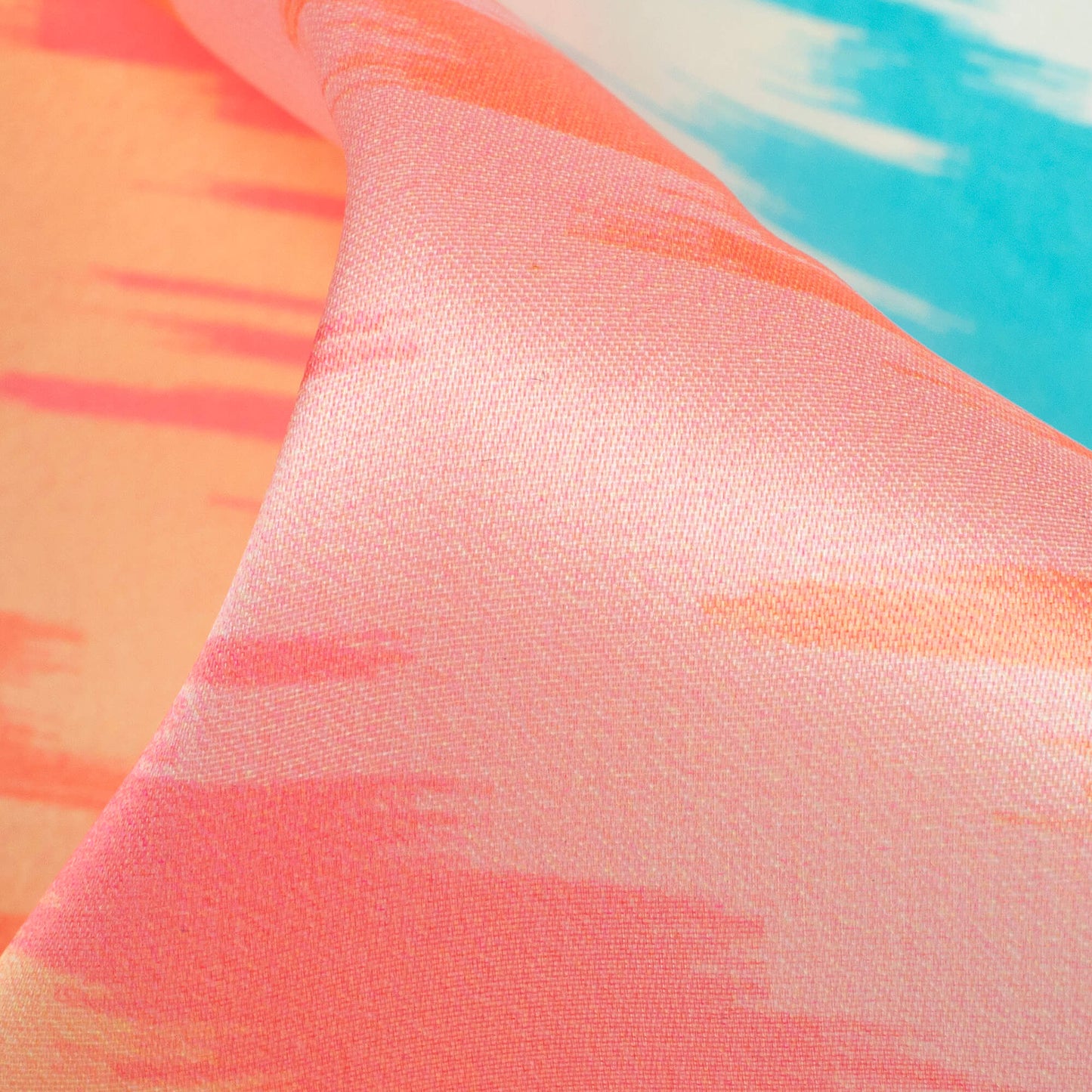 Multi-Color Chevron Pattern Digital Print Organza Satin Fabric