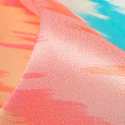 Multi-Color Chevron Pattern Digital Print Organza Satin Fabric