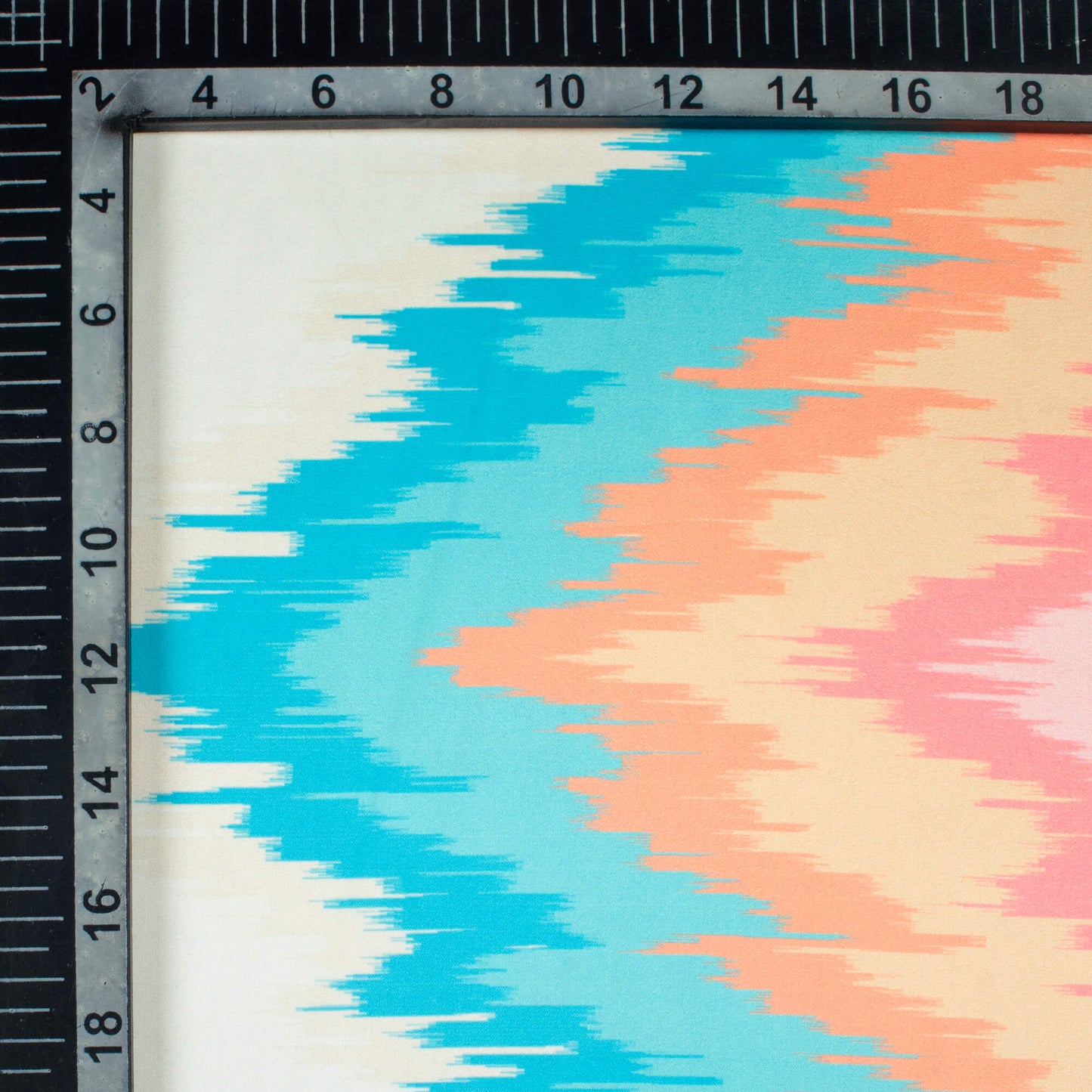Multi-Color Chevron Pattern Digital Print Organza Satin Fabric