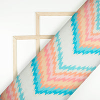 Multi-Color Chevron Pattern Digital Print Organza Satin Fabric