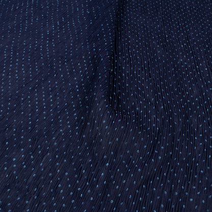 Navy Blue Bandhanii Pattern Digital Print Georgette Pleated Fabric