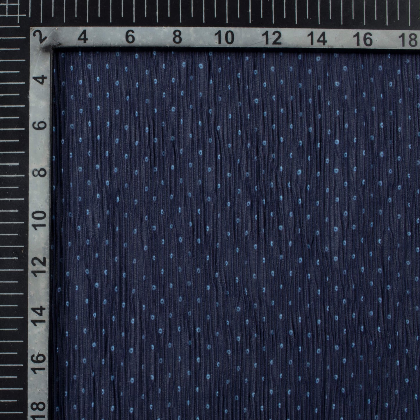 Navy Blue Bandhani Pattern Digital Print Georgette Pleated Fabric