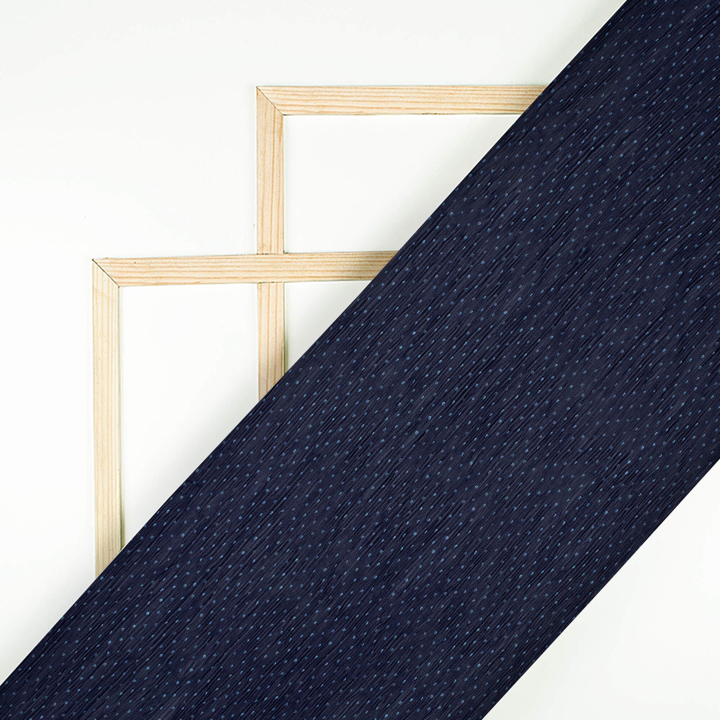 Navy Blue Bandhani Pattern Digital Print Georgette Pleated Fabric