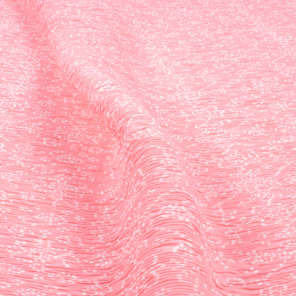 Baby Pink And White Bandhanii Pattern Digital Print BSY Crepe Pleated Fabric