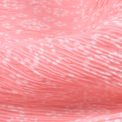 Baby Pink And White Bandhanii Pattern Digital Print BSY Crepe Pleated Fabric