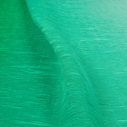 Green And Pale Blue Ombre Pattern Digital Print Crepe Satin Pleated Fabric