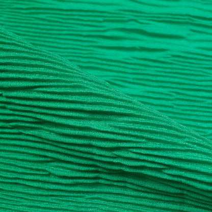 Green And Pale Blue Ombre Pattern Digital Print Crepe Satin Pleated Fabric