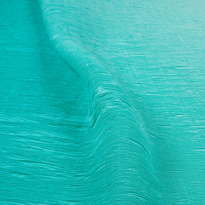 Ocean Blue Ombre Pattern Digital Print Crepe Satin Pleated Fabric