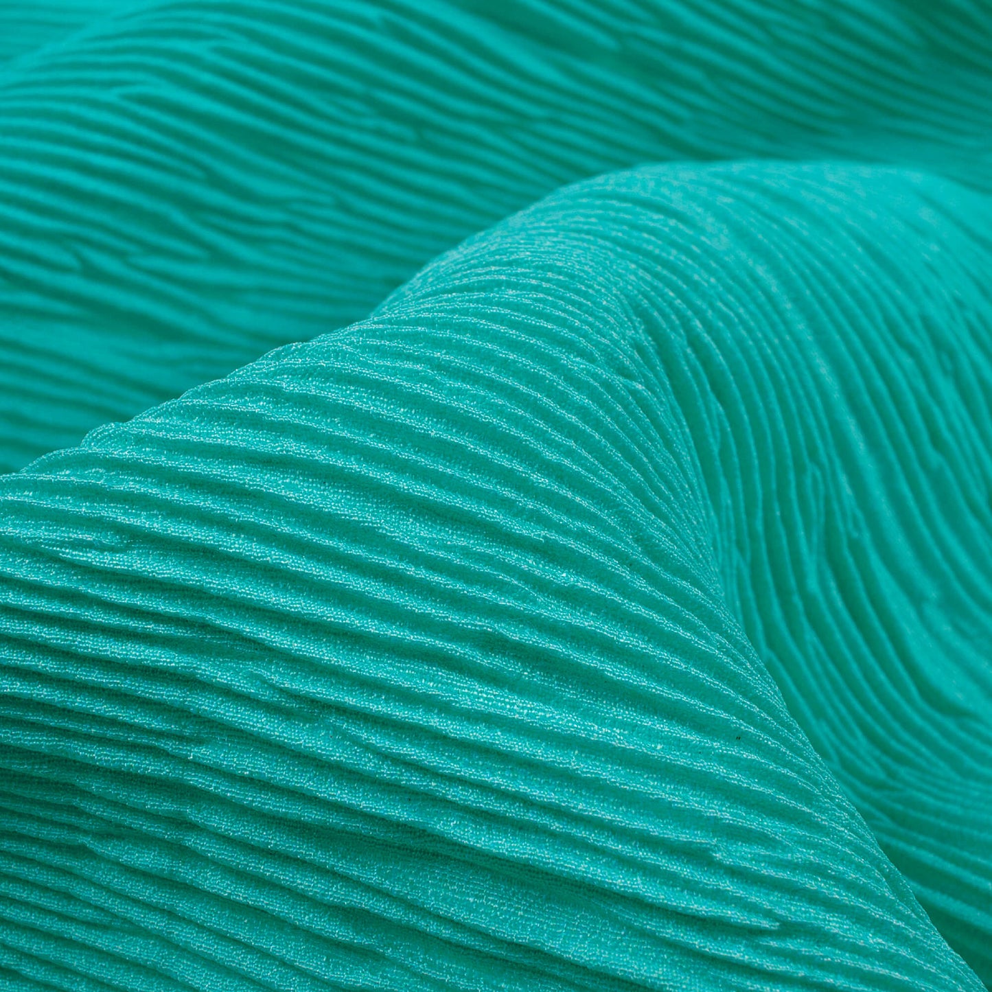 Ocean Blue Ombre Pattern Digital Print Crepe Satin Pleated Fabric