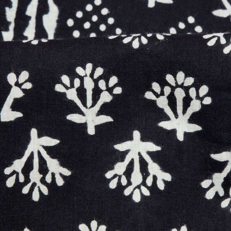 Monochrome Quirky Pattern Handblock Cotton Fabric