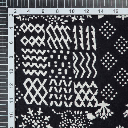 Monochrome Quirky Pattern Handblock Cotton Fabric