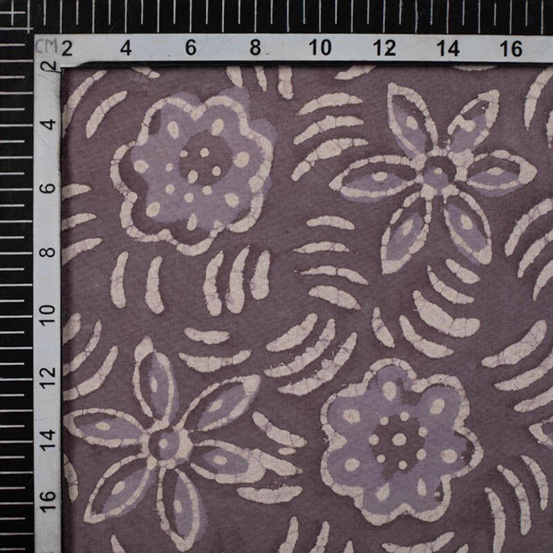 Light Purple And White Kashish Floral Pattern Handblock Cotton Fabric - Fabcurate