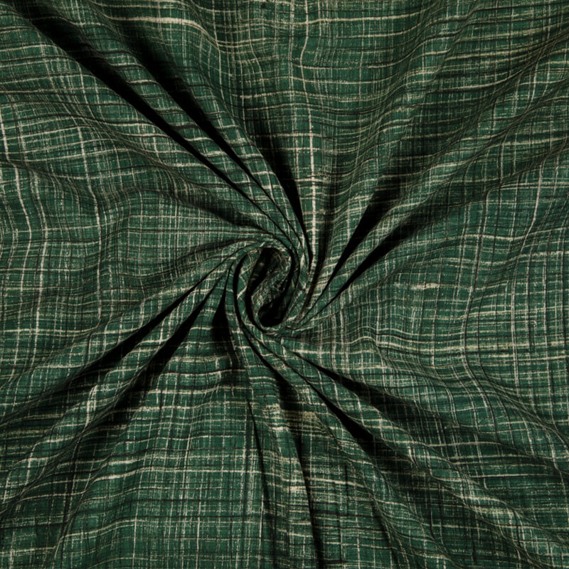 Green Brush Ajrakh Handblock Cotton Fabric - Fabcurate