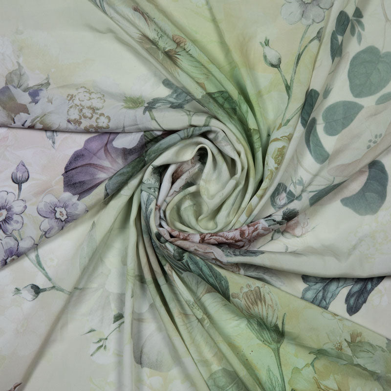 Satin Fabric With Floral Theme