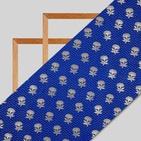 Royal Blue Banarasi Floral Pattern Katan Zari Silk Fabric