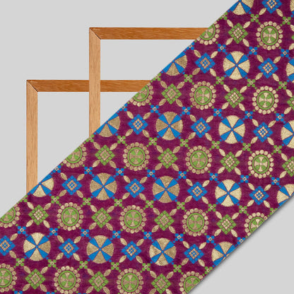 Rani Banarasi Geometric Pattern Katan Zari Silk Fabric