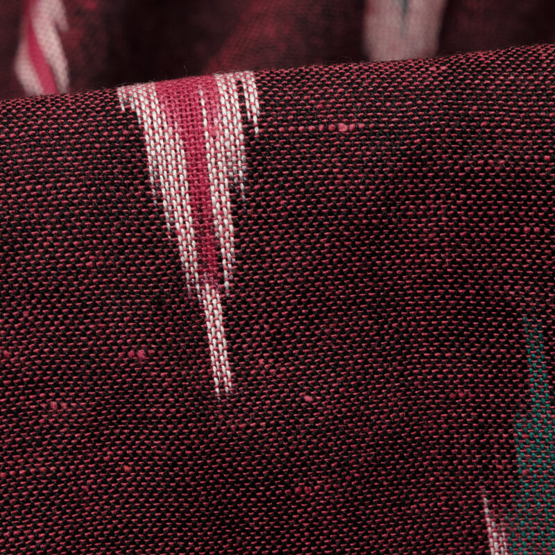 Maroon Abstract Pattern Woven Pre-Washed Cotton Ikat Fabric