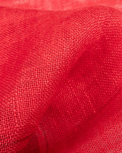 Red Plain Woven Bhagalpuri Viscose Linen Stole With Tassels - Fabcurate
