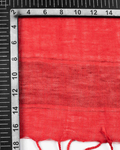 Red Plain Woven Bhagalpuri Viscose Linen Stole With Tassels - Fabcurate