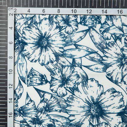 Light Beige Floral Digital Print American Crepe Fabric - Fabcurate