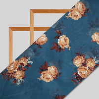 Pastel Blue Floral Digital Print American Crepe Fabric - Fabcurate